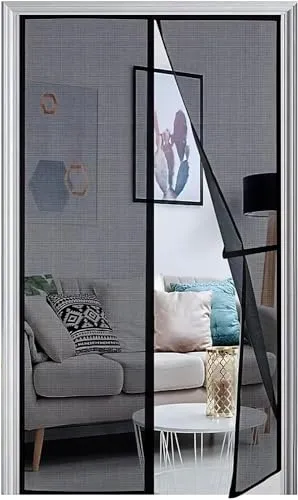 Panngu Fliegengitter Balkontür Magnet 70x220cm, Fliegenvorhang Terrassentür Magnete Türe Ohne Bohren, Fliegennetz Balkon Insektenschutz Tür, Magnetische Moskitonetz Vorhang Schwarz