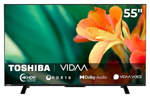 Toshiba 55UV2363DA 4K Ultra HD Fernseher - Erleben Sie brillante Bildqualität auf einem 139 cm (55 Zoll) großen Bildschirm. Mit Smart TV-Funktionen, Triple-Tuner und Sprachsteuerung für grenzenlosen Fernsehspaß.