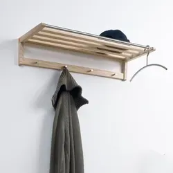 Wandgarderobe Gaston Caritas Wendelstein Esche/Edelstahl braun, Designer Hoisl & Bieger, 72x14x30 cm