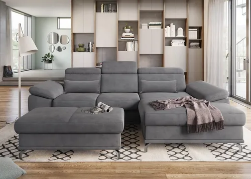 sit&more Ecksofa Cabrio L-Form, B: 295 cm, mit Sitztiefen-, Arm- & Kopfteilverstellung, 2 Nierenkissen, Federkern, optional Bettfunktion und Stauraum