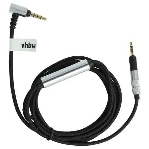 vhbw Audio AUX Kabel kompatibel mit Sennheiser HD560S, HD558, HD569, HD559 Kopfhörer - Audiokabel 3,5 mm Klinkenstecker, 9,2 cm Schwarz Silber