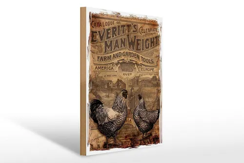 Femer GmbH Holzbild Retro 30x40 cm Farm and Garden Tools Retro Anzeige, (1 St), Glatte Holzfaserplatte (MDF), vorn beschichtet