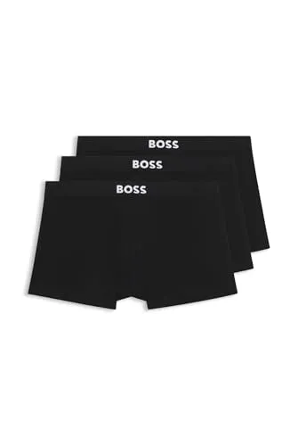 BOSS Herren Trunk 3p One Trunk, Black 001, S - Herren-Boxershorts mit mittlerer Bundhöhe, sichtbarem Elastikbund und komfortablem Baumwoll-Jersey für optimalen Tragekomfort.
