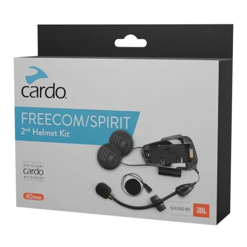 Cardo Freecom/Spirit Audiokit mit JBL - Original - Motorrad-Headsets für Zweithelm, ausgestattet mit 40-mm-JBL-Lautsprechern für erstklassigen Klang und flexiblem Mikrofon für optimale Kommunikation.