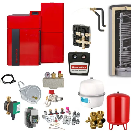 ThermoFlux Pelletkessel PellFlux Lambda 36 | 36 kW Komplettset 5 - Pelletheizung - Komplettpaket für effiziente Heizungs- und Brauchwasserbereitung, umweltfreundlich und leistungsstark.