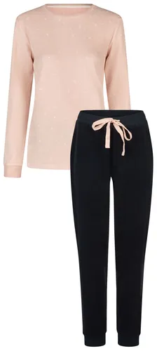 BY LOUISE Damen Schlafanzug Frottee Langarm 2-teilig in Rosa, Größe XL - Bequemer 2-teiliger Schlafanzug aus weicher Baumwollmischung mit Frottee-Oberfläche. Ideal für alle Jahreszeiten und sorgt für angenehmen Tragekomfort beim Schlafen.