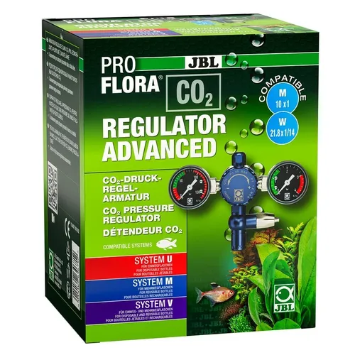 JBL PROFLORA CO2 Druckregelarmatur Regulator Advanced mit 2 Manometern - CO2 Ausstattung, präzise Druckregulierung für optimale Pflanzenversorgung im Aquarium