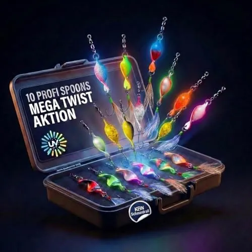 Njord Kalastus Messeneuheit 2025 Spoons Forelle Mega Twist 10 Stück in Spoonbox | Forellen Angeln Spoon Set Forellenköder | Forellen Blinker Angeln Forelle | Spinner Set Trout (3g mit Feder)