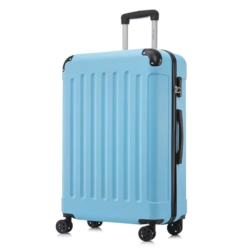 YONSLY Koffer Suitcase XL Hellblau – 4 Rollen Trolley Reisekoffer mit Sicherheitsschloss - Der YONSLY Koffer Suitcase XL in Hellblau begeistert mit durchdachtem Design und robustem ABS-Material. Ideal für Langstreckenreisen, bietet er mühelose Mobilität durch 360°-Rollen und ein sicheres Schloss für sorgenfreies Reisen.