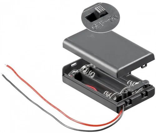 Goobay 48143 - 3x AAA (Micro) Batteriehalter, wasserabweisend und schaltbar mit lose Kabelenden