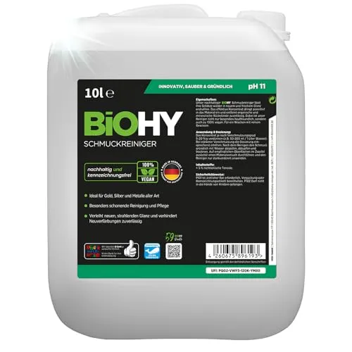 BiOHY Schmuckreiniger (10 Liter Kanister) | Aktive Glanzformel | flüssiges Konzentrat für jedes Ultraschallgerät | für Uhren, Schmuck und Edelmetalle | effektive Ultraschall Reinigung