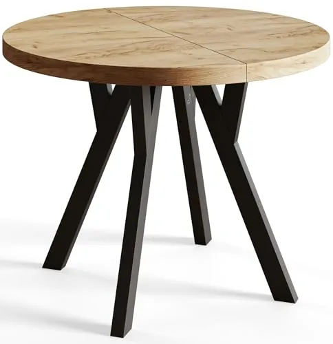 Runder Esszimmertisch OVO, ausziehbar 100-200 cm - Esstisch mit elegantem Design, ideal für Familienfeiern oder spontane Dinner. Ausziehbar von 100 cm auf 200 cm, stabil und langlebig - perfekter Mittelpunkt für Ihr Zuhause.
