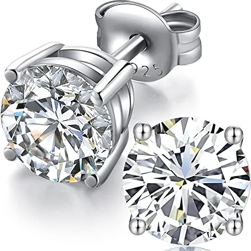 Ohrstecker Silber 925 Herren Diamant Ohrstecker Men Silver Earrings Herren Diamant Ohrringe Weißgold Zirkonia Nickelfrei Männer Ohrringe CZ