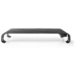 Nedis Stand für Monitor/Notebook/Drucker - 18 kg, Schwarz - Stabiler Stand für Monitor, Notebook und Drucker, aus Aluminium und Kunststoff, ideal für einen aufgeräumten Schreibtisch.