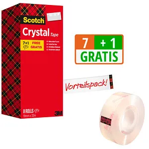 + 1 GRATIS: Scotch Crystal Klebefilm kristall-klar 19,0 mm x 33,0 m 7 Rollen + GRATIS 1 Rollen 7