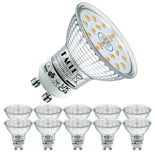EACLL GU10 LED Warmweiss 4.9W Ersetzt 70W Halogen Leuchtmittel, 10er-Pack. 515 Lumen 2700K Birnen, AC 230V Flimmerfrei Strahler, Abstrahlwinkel 120° Spot, Nicht Dimmbar Ø50xH53mm Reflektorlampen