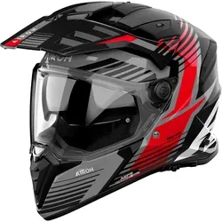 Airoh Bandit Spicy Endurohelm - Schwarz/Grau/Rot - XXL - Vielseitiger 2-in-1 Endurohelm mit HRT-Thermoplastschale, herausnehmbaren Innenfutter und hervorragender Belüftung. Ideal für Abenteuerfahrten und sicheres Fahren.