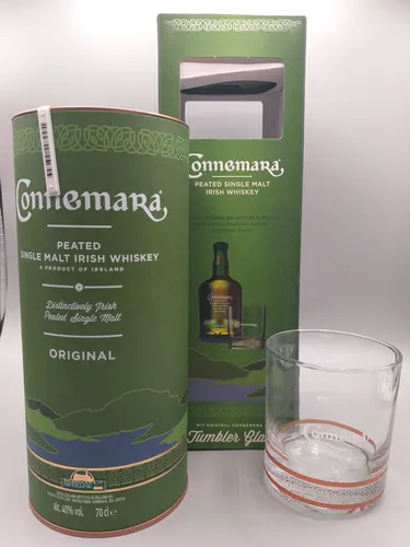 Connemara Peated Single Malt Whiskey mit Glas 0,7 Liter - Irischer Whisky mit rauchigem Aroma, perfekt für Whisky-Liebhaber und ideal zum Genießen in geselliger Runde.