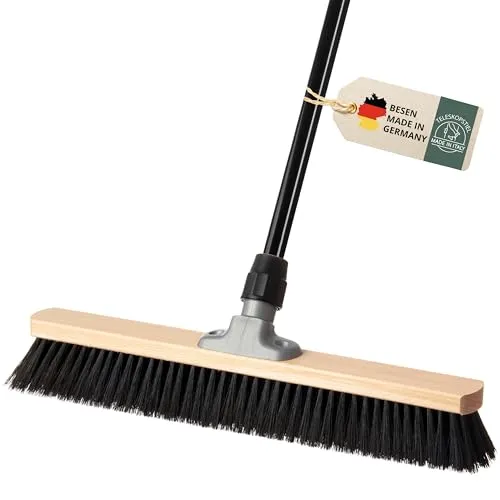 Hovedal Straßenbesen Saalbesen mit Teleskopstiel 50 cm - Vielseitiger Hallenbesen mit breiten Borsten, ideal für Werkstätten. Der Teleskopstiel ermöglicht eine flexible Handhabung und müheloses Reinigen.