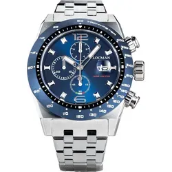 Locman Stealth 300MT Chrono - Herrenuhr mit Quarzwerk - Modell 0219A02A-0BBLNKB0 - Elegante Herrenuhr von Locman mit robustem Edelstahlgehäuse und blauem Zifferblatt. Wasserdicht bis 300 Meter für den aktiven Lebensstil. Perfekt für jeden Anlass.