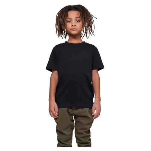 Build Your Brand Kinder T Shirt Basic – Rundhals Kurzarm Tee aus Baumwolle mit klassischer Passform für Alltag Schule Sommer und Freizeit Outfits,Schwarz,158-164