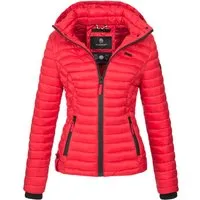 MARIKOO Damen Übergangsjacke Steppjacke mit Kapuze Samtpfote Rot Gr. S - Funktionsjacken: Taillierte, gefütterte Steppjacke mit wasserabweisendem Obermaterial – ideal für die Übergangszeit und vielseitig kombinierbar!