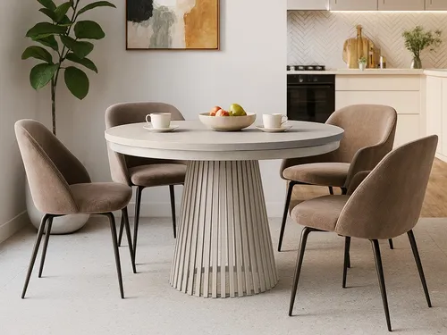 Beautysofa Esstisch Lumi – Ausziehbar im Loft-Stil - Esstisch im Loft-Stil, ausziehbar von Ø 100 cm auf 180 cm, hitze- und verfärbungsbeständig, ideal für gesellige Runden und moderne Wohnräume.
