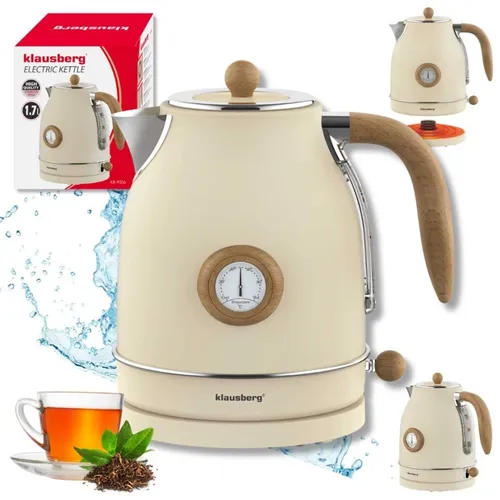 Klausberg KB-9006 Retro Wasserkocher 1,7L mit Thermometer - Eleganter Wasserkocher mit 1,7L Fassungsvermögen und integriertem Thermometer. Ideal für die Zubereitung von Tee und anderen Heißgetränken. Hochwertige Verarbeitung für den täglichen Gebrauch.