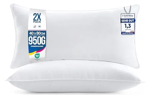 Utopia Bedding 2er Set Kissenfüllung 40 x 80 cm, Innenkissen Füllkissen Kopfkissen Sofakissen (Weiß)