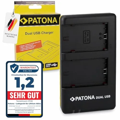 PATONA NP-FZ100 Ladegerät USB Dual 1927 - kompatibel mit Sony Alpha ILCE 6600 6700 7c II 7CR 7 III 7R III IV 7S III 9 9R 9S 9 I II FX3 FX30 usw