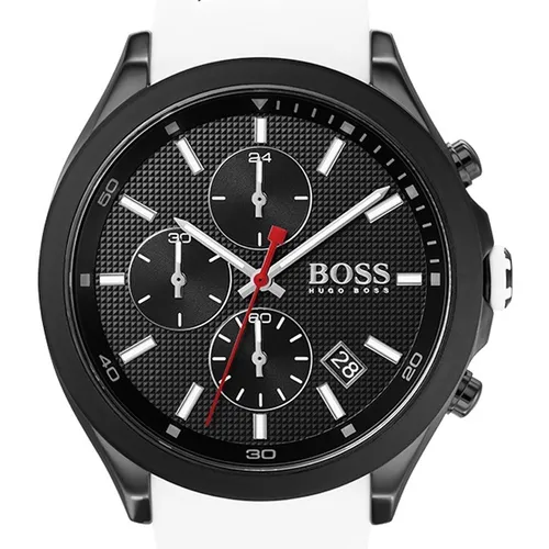 BOSS Herren Chronograph Quarz Uhr 44 mm Velocity - Armbanduhren für Herren mit präzisem Quarz-Chronographenwerk, 3 Sub-Dials und stilvollem schwarzen Zifferblatt - ideal für sportliche Eleganz und Alltagstauglichkeit.
