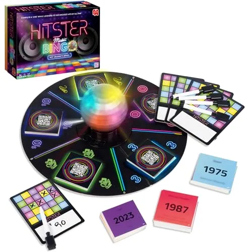 Hitster Bingo – Elektronisches Musik-Trivia-Spiel für Erwachsene - Bingo und Musik-Quiz vereint! Hitster Bingo bringt Spaß für 2 bis 10 Spieler mit 225 Songs und interaktiven Features – perfekt für Ihre nächste Party oder Familienspielnacht.