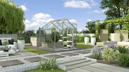 Vitavia Gewächshaus "Eris" 3800 - Aktionsangebot mit 100 Euro Zubehör - Garten-Zubehör: Inklusive hochwertigem Zubehör wie Hygrometer und Min-Max Thermometer – ideal für Ihre Pflanzenpflege!