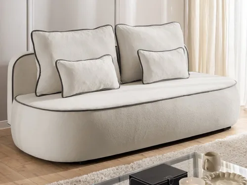 S-Style Möbel Schlafsofa Vero mit Bettkasten und Plüschstoff - Modernes Schlafsofa mit Bettkasten und stilvoller Kontrastpaspelierung. Ideal für bis zu drei Personen, bietet es hohen Sitzkomfort und ist pflegeleicht. Perfekt für den Alltag mit Kindern und Haustieren.