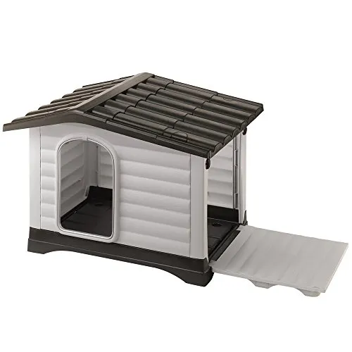 Ferplast Cuccia Cane Esterno, Casetta per Cani, Cuccia per Cani Taglia Grande, Lato Apribile, Sistema di Drenaggio, Griglia di Aerazione, 111 x 84 x h 79 cm, DOGVILLA 110 Cuccia Cane Plastica