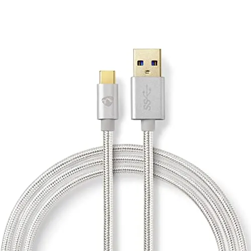 Nedis CCTB61600AL20 câble USB 2 m USB 3.2 Gen 1 (3.1 Gen 1) USB A USB C Aluminium