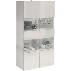 Vitrine INOSIGN "Egypt" in Weiß Hochglanz, 80cm Breite - Moderne Vitrine aus FSC-zertifiziertem Holzwerkstoff mit 2 Glastüren, ideal für stilvolle Präsentation und Aufbewahrung in Ihrem Zuhause.