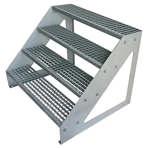 Kaminbau Mierzwa Premium Stahl Treppe Freistehend Verzinkt 4 Stufen (Breite 120 cm) - Wetterfeste Gartentreppe mit 4 Stufen, korrosionsgeschützt und leicht zu montieren. Ideal für diverse Außenprojekte. Made in Germany mit 3 Jahren Herstellergarantie.