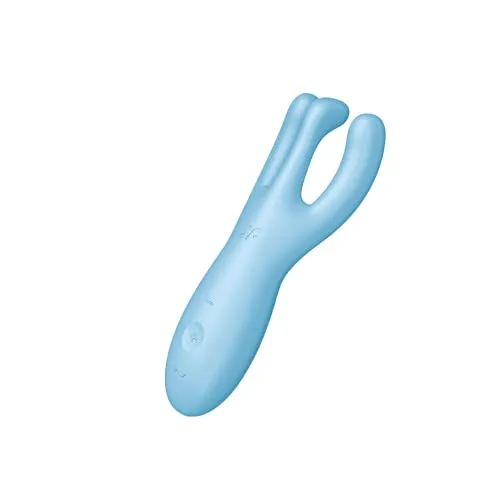 Satisfyer, Vibrator, Auflegevibrator, 'Threesome 4', 14 cm, mit App, 3 Motoren, für Klitoris- und Schamlippenstimulation, Farbe:blau