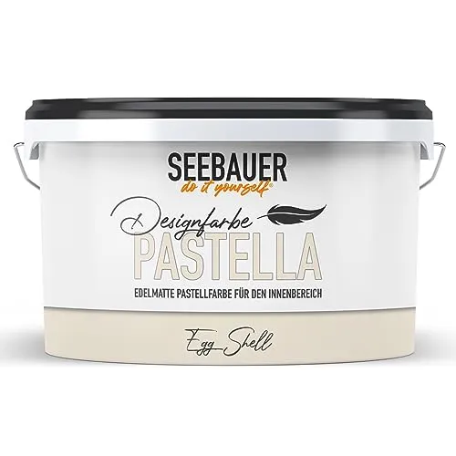 SEEBAUER diy Pastellfarbe PASTELLA Beige 2,5L (Egg Shell) Edelmatte Wandfarbe Beige - Innenfarbe sehr hohe Deckkraft - Matt, Abwaschbar und Tropffrei