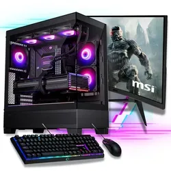 Gaming Komplett PC Set: AMD Ryzen 9 5900XT 16x4.8 Ghz 32GB Ram 1TB SSD GeForce RTX 5060 8GB - 27" Gaming TFT 2K 1ms, Tastatur Maus Set, Windows 11 Pro
