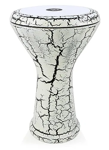 Orientalische Solo Darbuka mit Zubehör gerissener Lack Effeckt Weiß/Schwarz