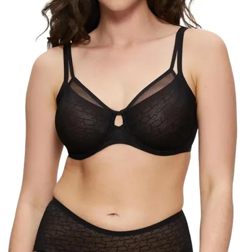 Triumph BH Signature Sheer W01 EX Schwarz C 85 Damen - Funktionsunterwäsche - Eleganter Minimizer-Bügel-BH mit optimalem Komfort und stilvollem, transparentem Design, das die Büste optisch verkleinert und perfekten Halt bietet.