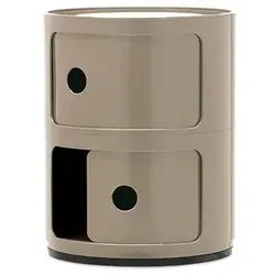 Kartell Container Componibili taupe braun - Designer Anna Castelli Ferrieri - Stylische Aufbewahrungsbox in taupe braun, 2 Fächer für optimale Organisation, ideal für modernes Wohndesign und platzsparend mit einem Durchmesser von 32 cm.