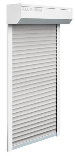 Schellenberg SB-Vorbau-Rollladen 130 x 140 cm, 45° Kasten, weiß - Fensterläden mit 45° Kasten, ideal für effektiven Sonnenschutz und optimale Privatsphäre in jedem Raum.