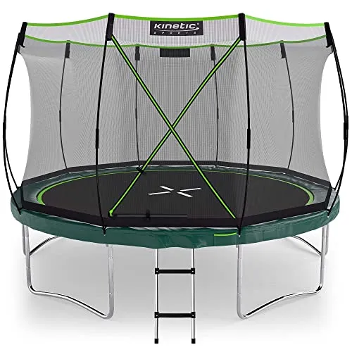 KINETIC SPORTS Bungee Safety Elite Trampolin 366 cm - Trampolin mit innovativer Spring-Free Technologie für maximale Sicherheit und extra hohe Sprünge. Ideal für Garten und Outdoor, inklusive Sicherheitsnetz und Leiter.