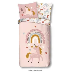 Mid.you Kinderbettwäsche, Rosa, Textil, Einhorn, 135x200 cm, Oeko-Tex® Standard 100, pflegeleicht, atmungsaktiv, weiche und anschmiegsame Oberfläche, Schlaftextilien, Bettwäsche, Kinderbettwäsche