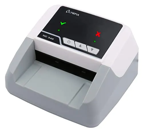 Olympia Geldzähler Notenprüfgerät NC 345 - Card-Reader, sicher und einfach im Umgang, prüft Euro-Noten in vier Längsrichtungen und ist updatebar via Micro SD-Karte.