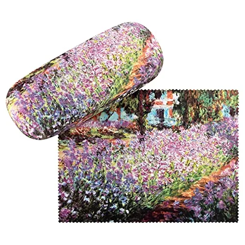 VON LILIENFELD Brillenetui Claude Monet: Der Garten Kunst Motiv Etui Brille Mikrofaser Brillenputztuch Brillenbox Stabiles Hardcase Set mit Stoff bezogen