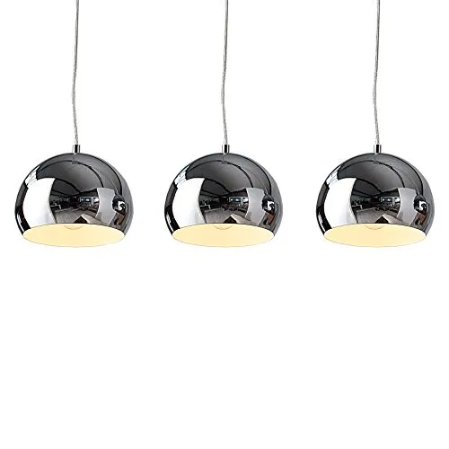 invicta CHROMAGON Designer Hängeleuchte - Stilvolle Chrom Kugelleuchte für gemütliche Atmosphäre, ideal über Esstischen. Retro Design mit 3 Leuchten, Höhe: 15 cm, Durchmesser: 20 cm, perfekt für jedes Ambiente.